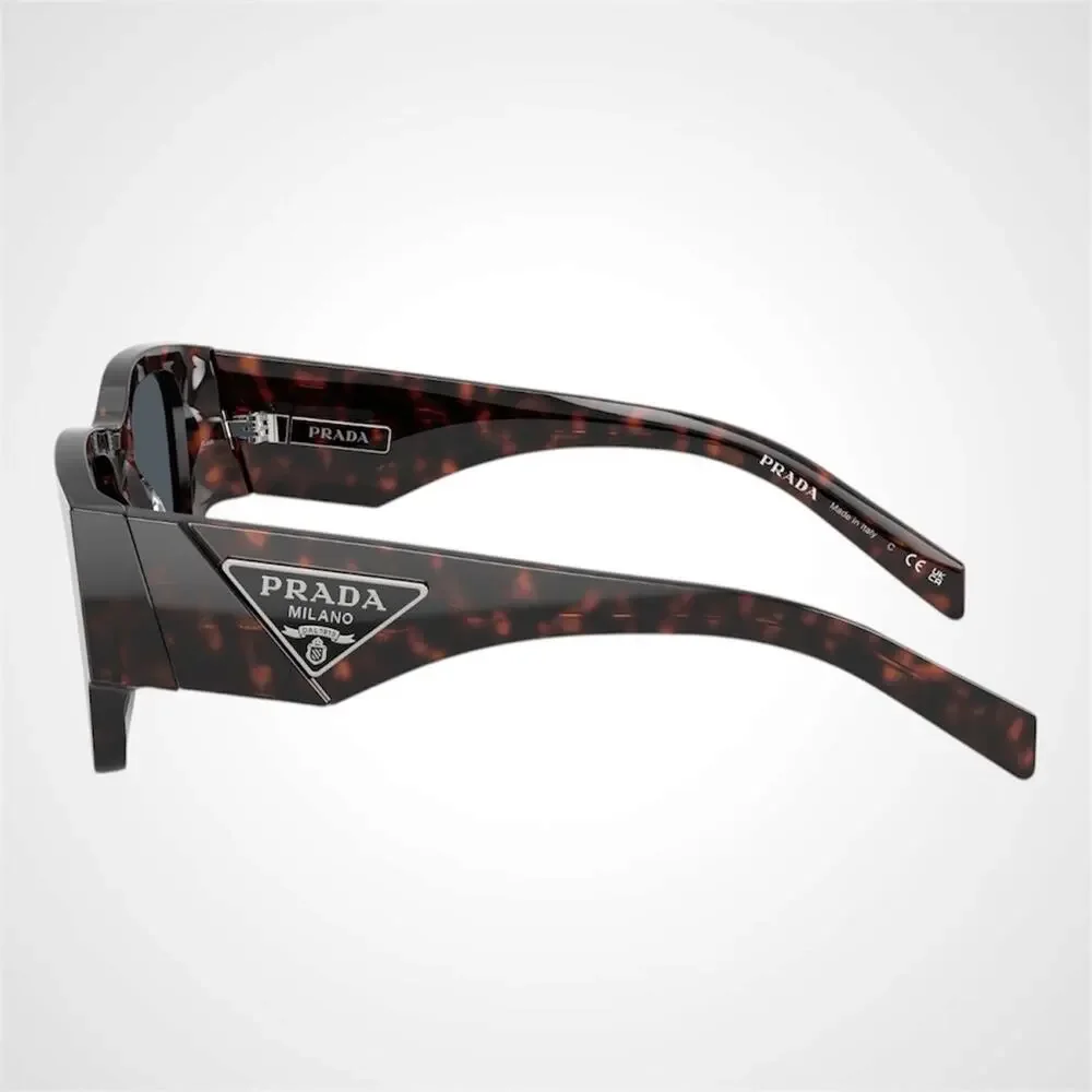 Prada Tortoiseshell Rectangular Sunglasses with Dark Gray Lenses